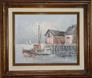 Harbour Scene, Oil on Board, Signed Max Savy, French 1918-2010