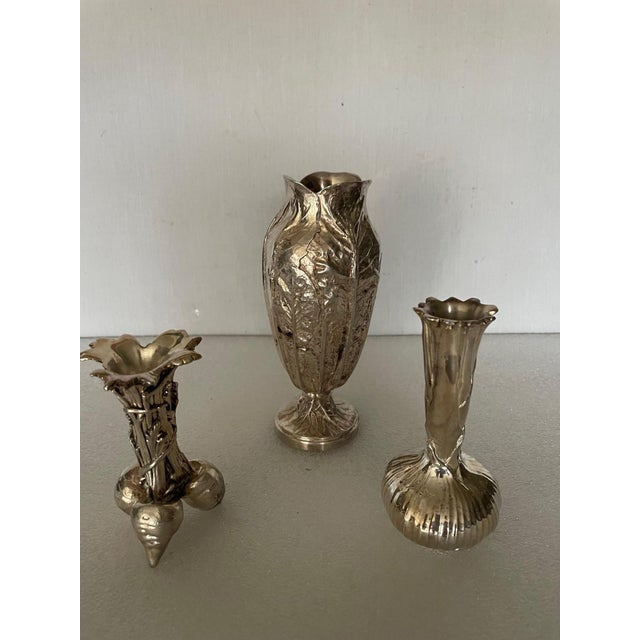 Silvered Bronze Vases from Christofle, 1960s, Set of 3 For Sale - Image 14 of 14