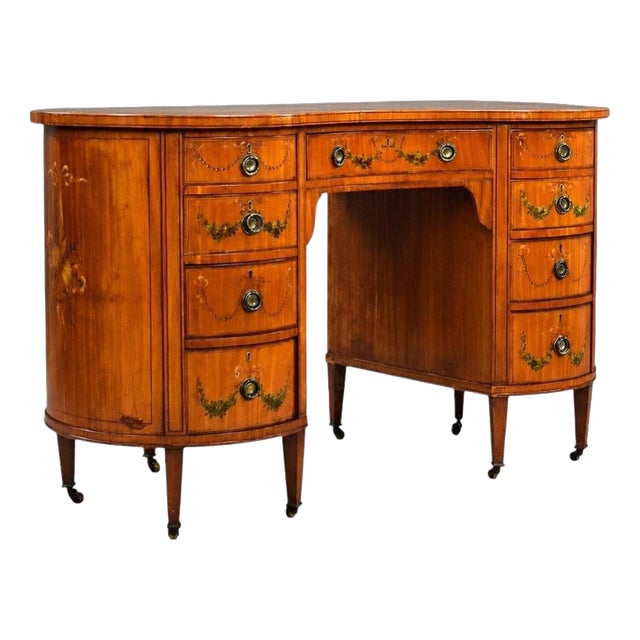Edwardian Satinwood Kidney Shaped Writing Desk, 1900 For Sale