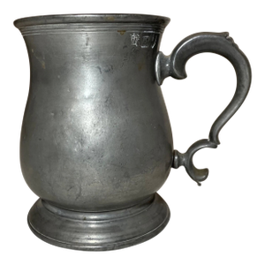 Rare Antique 18th Century 1700's Handmade Pewter Beer Mug Stein Touch Mark Early