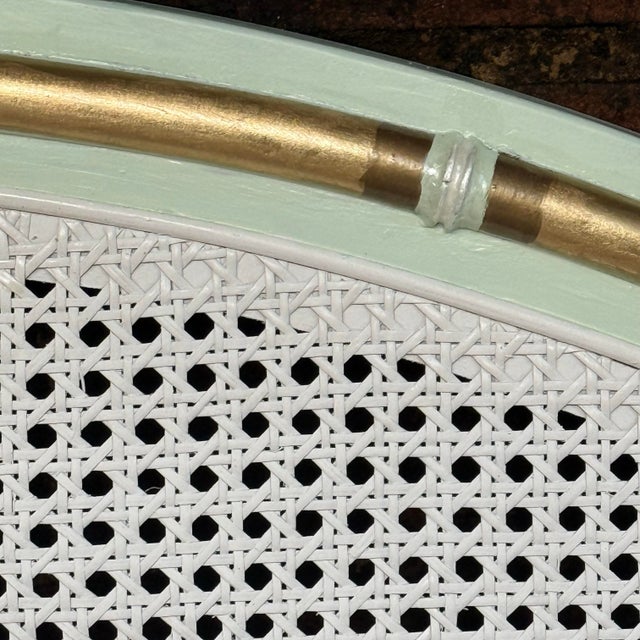 1970s Parcel Gilt Faux Bamboo Arched Queen Headboard - Newly Painted For Sale - Image 9 of 13