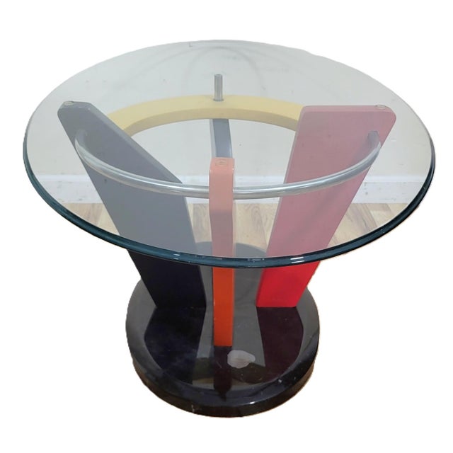 1980s Postmodern 1980's Marble & Glass Coffee Table Colorful Abstract - Memphis Design For Sale - Image 5 of 8