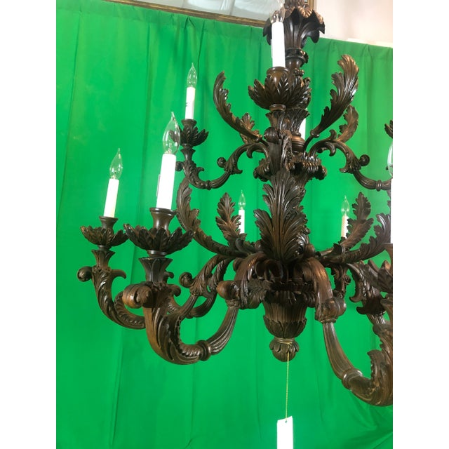 Traditional Vintage Italian Hand Carved 2 Tier Chandelier With 12 Lights For Sale - Image 3 of 13