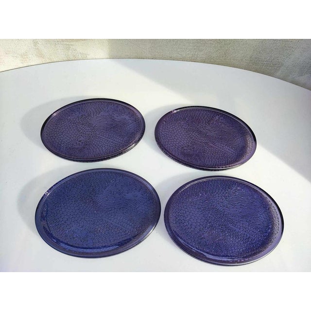 Vintage Cobalt Blue Glass Plate, 1970s, Set of 4 For Sale - Image 6 of 6