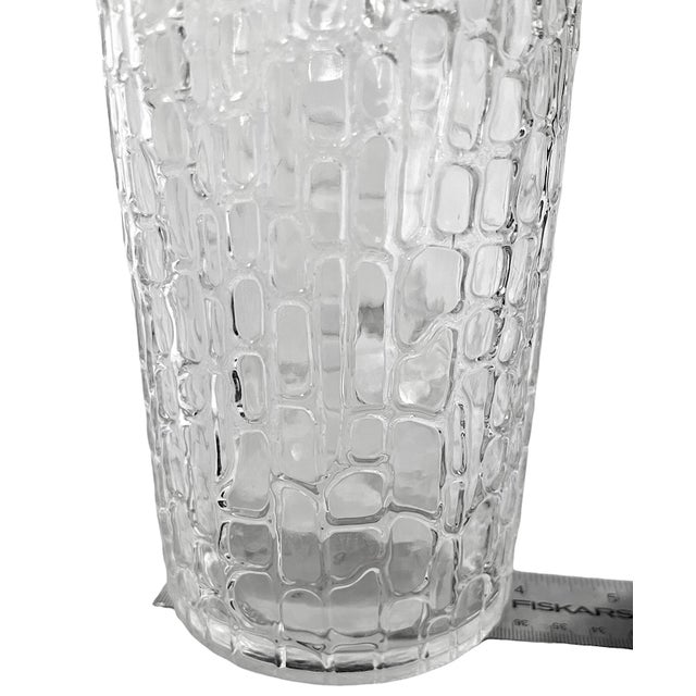 Vintage Textured Glass Pitcher in the Style of Gucci | Crocodile Embossed Ice Bucket Barware Aesthetic For Sale - Image 9 of 9