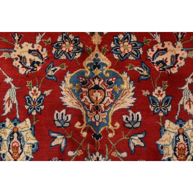 Najafabad Rug 11′ X 17’5” Red Wool Vintage Traditional Hand-Knotted Carpet For Sale - Image 9 of 16