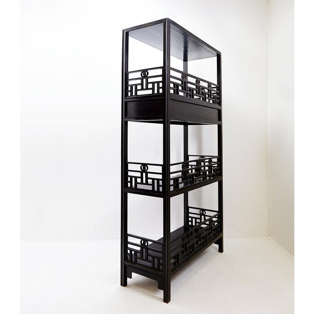 Vintage 20th Century Chinese Four-Tier Lacquered Wood Bookcase For Sale - Image 11 of 16