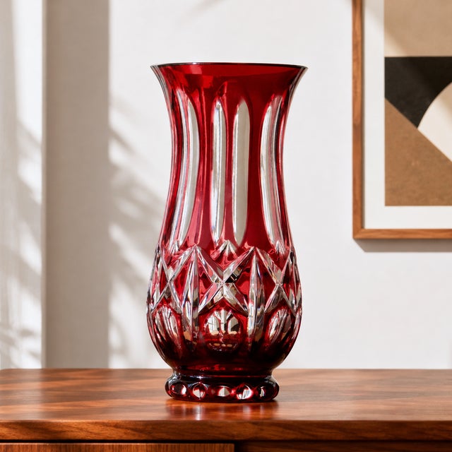 Postmodern German Ruby ​​Crystal Vase by WMF, 1960 For Sale - Image 3 of 6