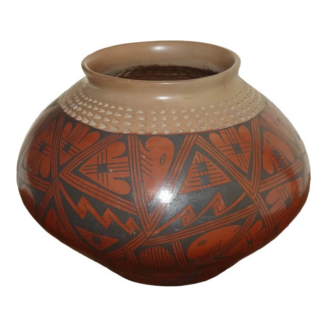 Vintage Southwestern Burnt Orange Pottery Vase Signed Tony Siqueira For Sale