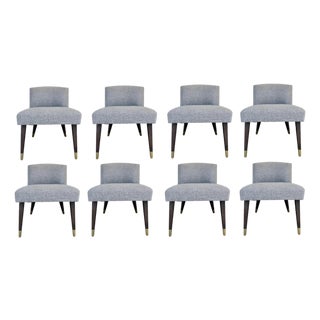 Thomas Pheasant for Baker Modern Gray Bristol Dining Chairs Set of 8 For Sale