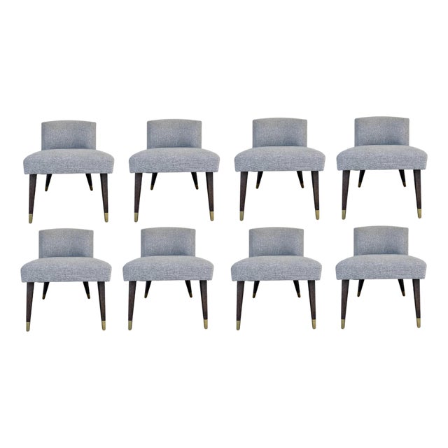 Thomas Pheasant for Baker Modern Gray Bristol Dining Chairs Set of 8 For Sale