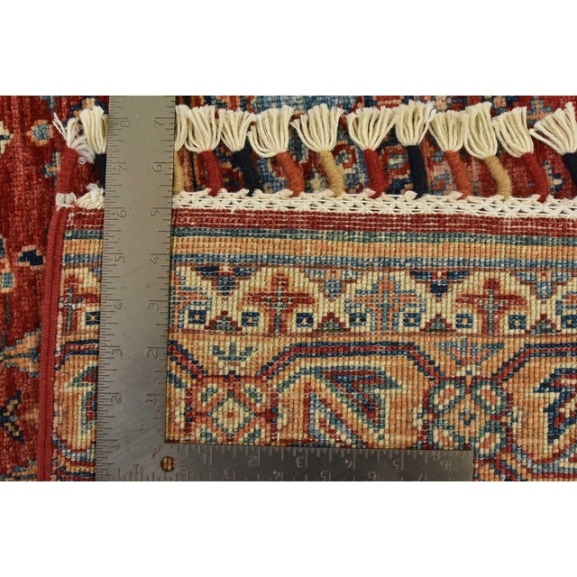 Fine Khorjin Rug 5’6” X 7’7” Red Wool Tribal Hand-Knotted Oriental Carpet For Sale - Image 14 of 14
