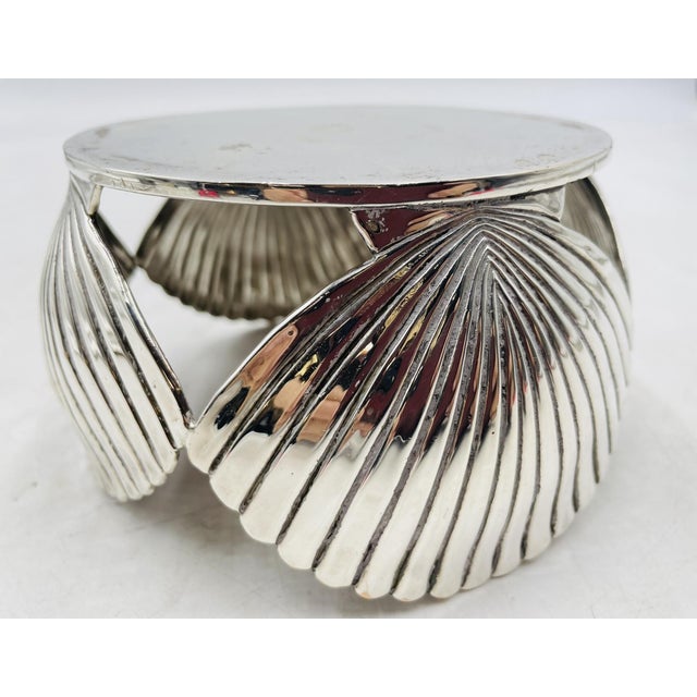 Metal Vintage Shell Shaped Wine Bottle Coaster by Emilia Castillo, Mexico 1980's For Sale - Image 7 of 13