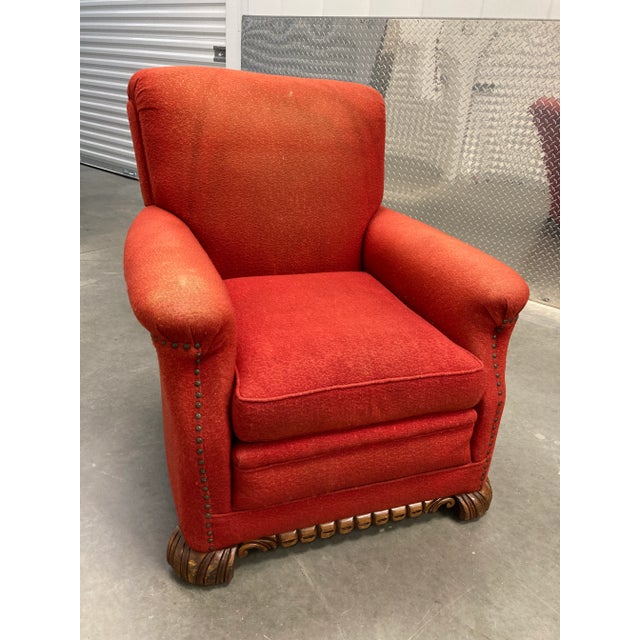 Art Deco Early 20th Century American Art Deco Club Chair With Hairy Lions Paw Feet for Reupholstery For Sale - Image 3 of 13