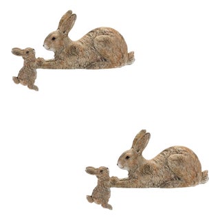 Stone Mother Rabbit and Baby Bunny Self Sitter (Set of 2) For Sale