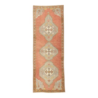 Vintage Red Turkish Oushak Rug Runner - 03'05 X 09'06 For Sale