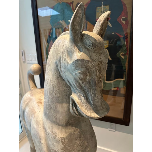 Late 20th Century Monumental Carved Wooden Horse on Plinth For Sale - Image 9 of 12