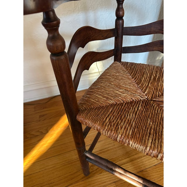 Wood Early American 1820's Elm Delaware Corner Chair With Woven Seat For Sale - Image 7 of 8