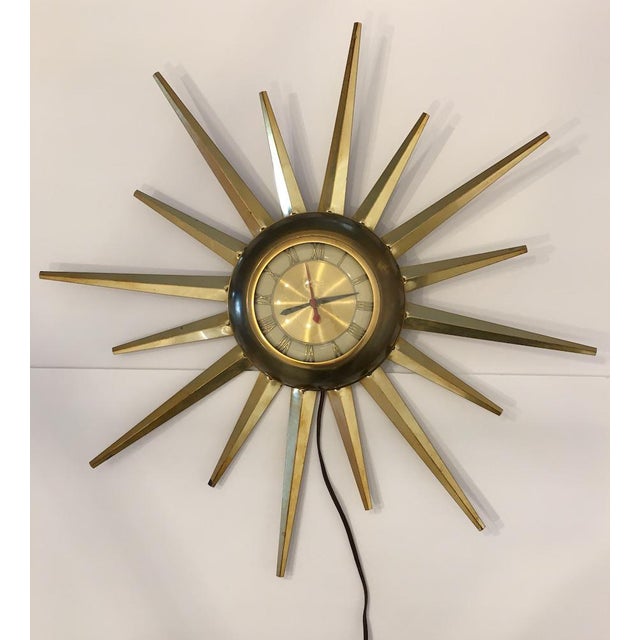 Mid Century Brass Starburst Clock Chairish