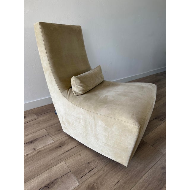 Tan Ligne Roset "Neo" Rocker Lounge Chair and Ottoman For Sale - Image 8 of 11