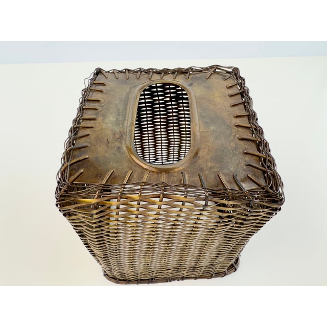 Metal Vintage Woven Brass Metal Tissue Box Cover For Sale - Image 7 of 11