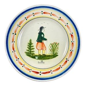 Hb Quimper Grand Maison Breton Garçon Plate, Circa 1910