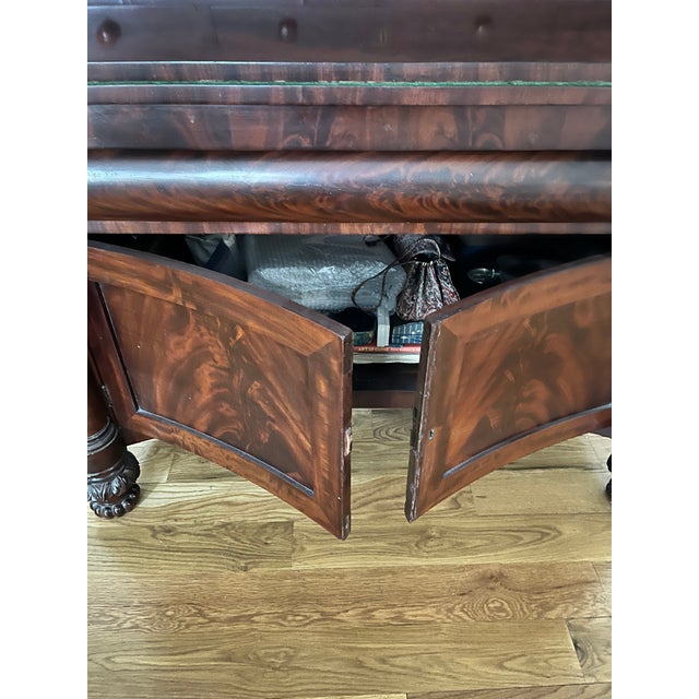 Traditional 19th C. Empire Flame Mahogany Secretary Bookcase For Sale - Image 3 of 15