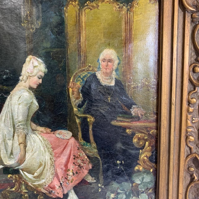 Late 19th Century Signed Antique French Interior Oil Painting For Sale - Image 5 of 13