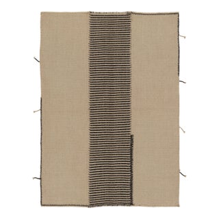 Rug & Kilim's Contemporary Rez Kilim Flatweave With Linear Black Design For Sale