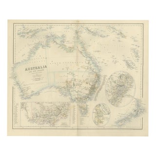 Antique Map of Australia and New Zealand with Mount Alexander Inset, 1860 For Sale