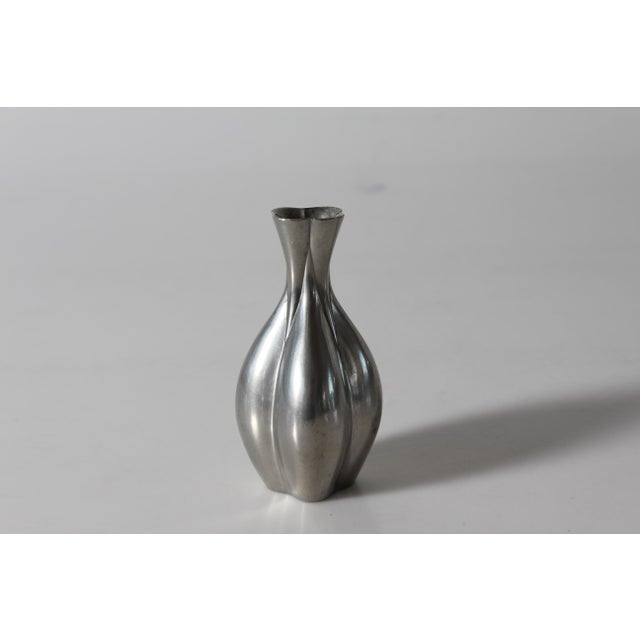 Mid-Century Modern Vintage Art Deco Decorative Vase in Polished Pewter by Just Andersen, 1960s For Sale - Image 3 of 11