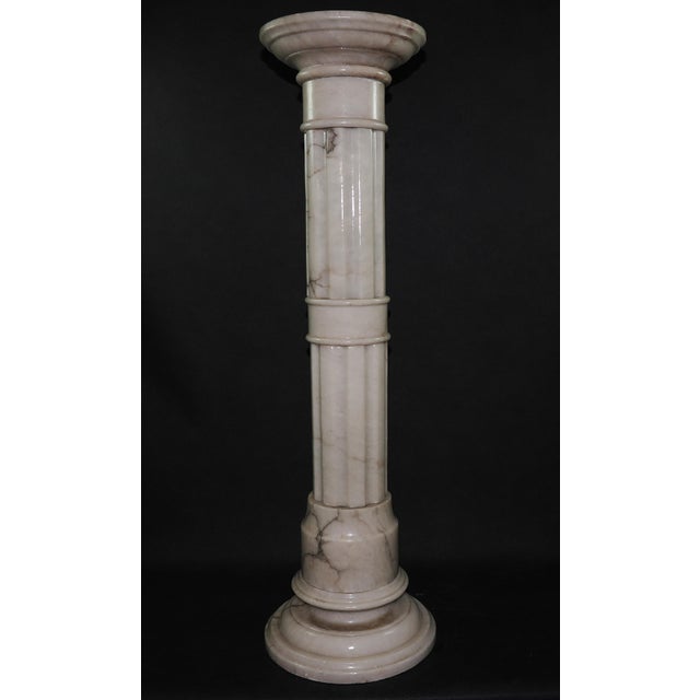Vintage 36+ Inch Neoclassical Decorative Alabaster Column Stand For Sale - Image 4 of 12