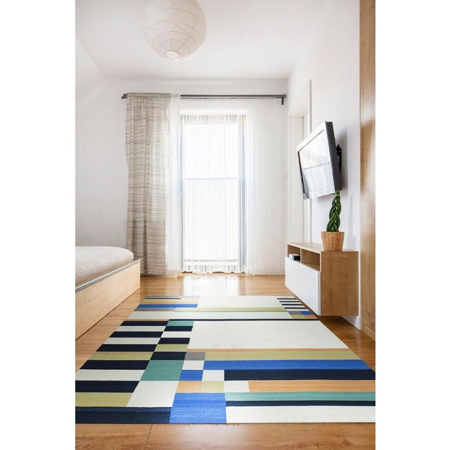 6x9 Multicolor Hand-Knotted Wool Deconstructed Geometry Geometric Carpet Rug For Sale - Image 12 of 14