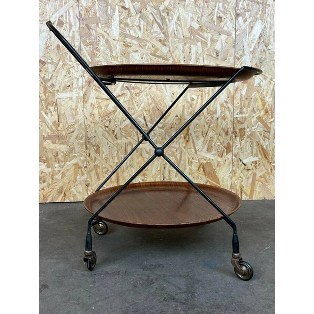 Brown Teak String Serving Trolley by Jie Gantofta, Sweden, 1960s For Sale - Image 8 of 13