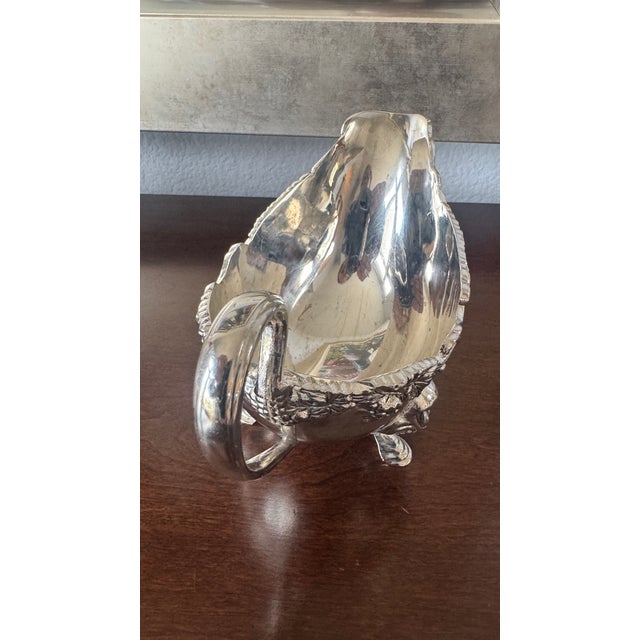 Silver Vintage Godinger Silver-Plated Ornate Gravy Boat For Sale - Image 8 of 10