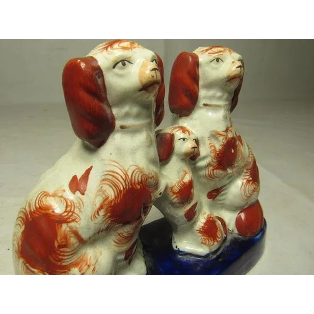Ceramic Antique Staffordshire Figurine of Three Seated Spaniels For Sale - Image 7 of 11