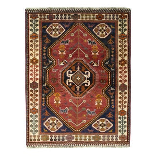 Hand-Knotted Shiraz Ghashghai Rug with Nomadic Art with Symbolic Power For Sale