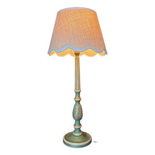 Vintage Cottage Lamp in Carved Wood, 1970 For Sale