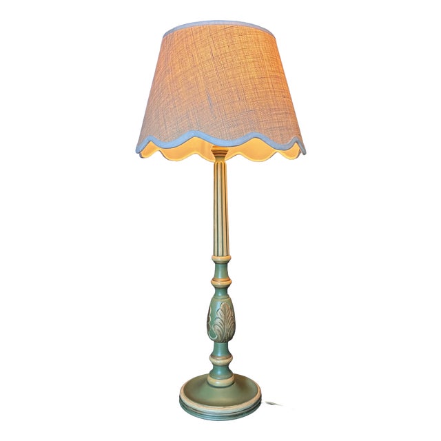 Vintage Cottage Lamp in Carved Wood, 1970 For Sale