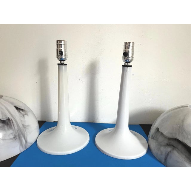 1970s Marbled Mushroom Lamps, Pair For Sale - Image 11 of 18