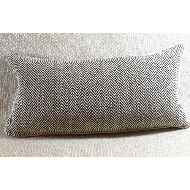 Chocolate and Neutral Herringbone Lumbar Pillow Chairish