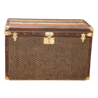 Herringbone Canvas Mail Trunk for Goyard, 1890s For Sale