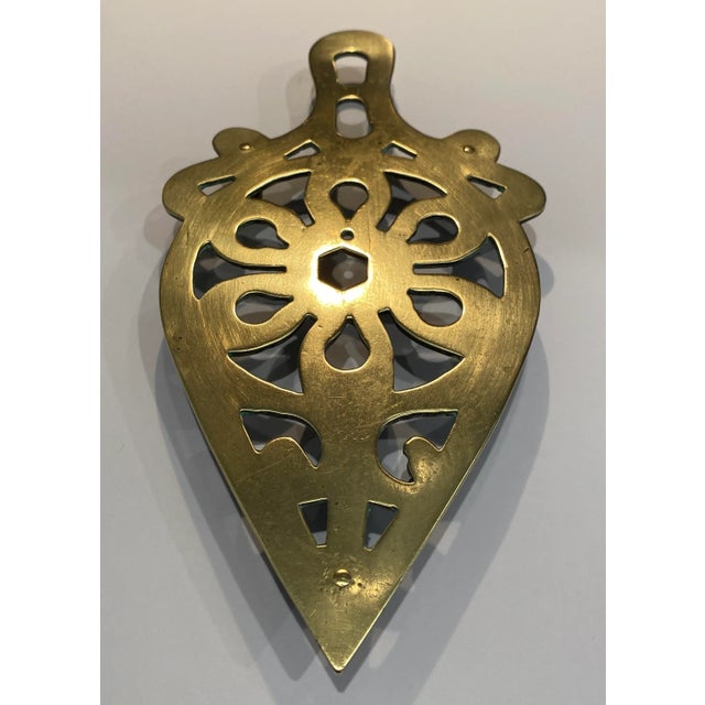 Traditional Antique Pierced Brass Trivet For Sale - Image 3 of 9