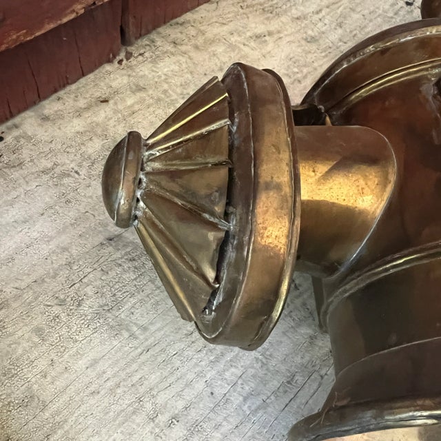 Metal Pair of Antique Brass Carriage Lanterns With Glass Panels & Hinged Doors Vintage Home Decor or Restoration Pieces For Sale - Image 7 of 18