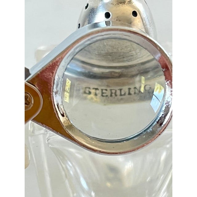 Transparent Vintage Glass & Sterling Silver Salt & Pepper Shakers For Sale - Image 8 of 8