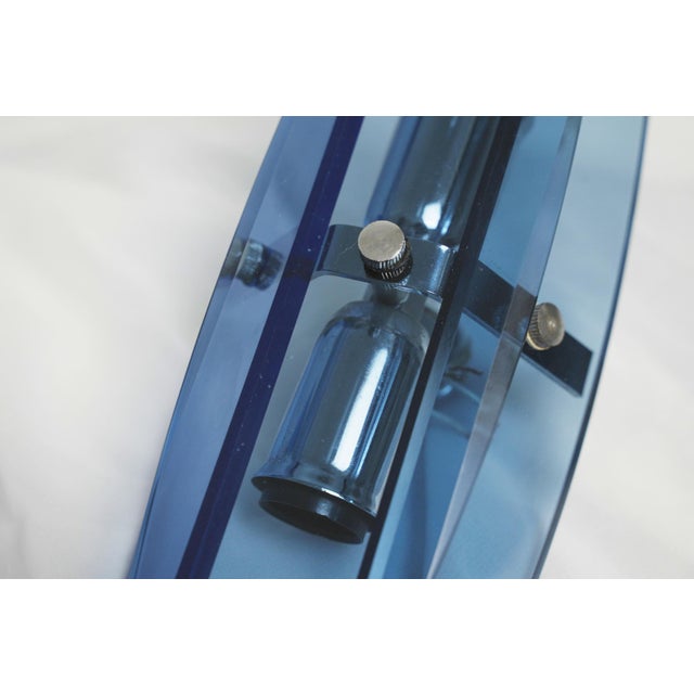 Mid-Century Modern Italian Faceted Blue Glass Veca Wall Sconces by Fontana Arte, 1980s, Set of 2 For Sale - Image 9 of 13