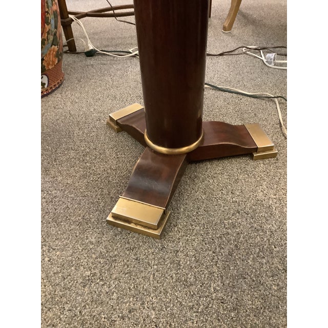 Round Single Pedestal Marble Top Table With Brass Accents For Sale - Image 4 of 4