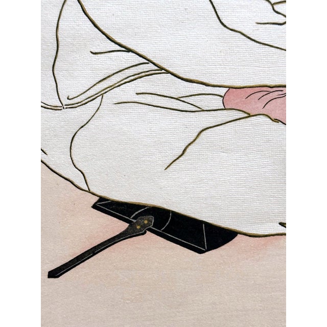 Early 20th Century Framed Woodblock Print La Lettre du Fils Coree Early Version by Paul Jacoulet For Sale - Image 12 of 12