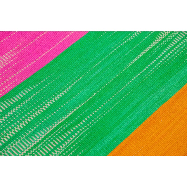 Modern Kilim Flatweave Abstract Handmade Multicolor Wool Rug For Sale - Image 10 of 11