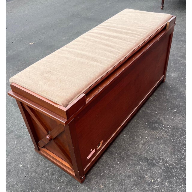 Mid-Century Modern Storage Bench With Padded For Sale - Image 3 of 5